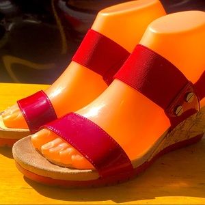 Naturalized Red Ankle Strap Wedge Sandals Size 6.5M